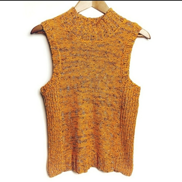 Anthropologie Sweaters - Anthropologie Mustard Sleeveless MockNeck Sweater
